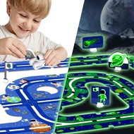 47PCS Cardboard Puzzle Car Track Play Set, Glow in The Dark Puzzle for Toddlers, DIY Assembling Educ