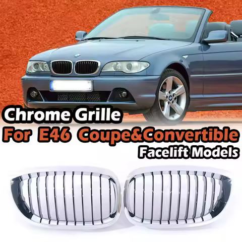 Front Bumper Chrome Silver Black Racing Grille M Tech Grill For BMW 3 Series E46 LCI Facelift 2 Door