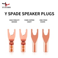 YYAUDIO 4pcs plated Y Spade Speaker Plugs Audio Screw Fork Connector Adapter HiFi Speaker Spade Bana