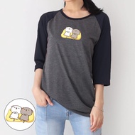 CUTE WOMEN'S T-SHIRT 3/4 SLEEVE CUTE SLEEPING CAT COUPLE PICTURE | WOMEN'S RAGLAN T-SHIRT