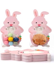 50入組復活節兔子玻璃紙袋復活節好吃的小禮袋自粘透明糖果曲奇聚禮袋