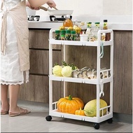 N - Thick and sturdy 3-tier trolley rack, kitchen rack, bathroom rack with wheels A936