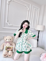 Đồ Bộ Ngủ Nữ Pyjama Phối Viền Cao Cấp Đùi Lụa Nhật Bigsize 50-100kg Đồ Bộ Mặc Nhà Pijama