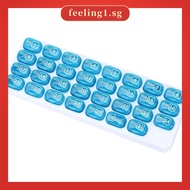 【FEELING】31 Day AM PM Pill Organizer Monthly Travel Medicine Box 32 Compartments Plastic