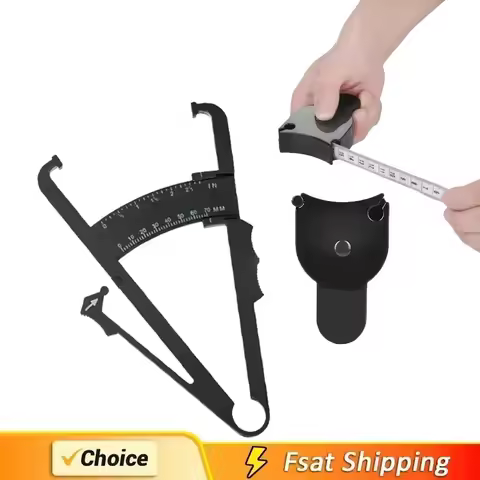 1set 70mm Skinfold Body Fat Caliper Set with Measure Tape Body Fat Monitors Body Fat Tester Skinfold