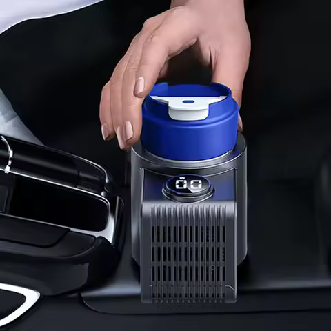 2 In 1 Car Heating Cooling Cup with Temperature Digital Display Electric Beverage Warmer Cooler 12V 