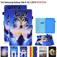 Lion Wolf Painted Case For Samsung Galaxy Tab A 10.1 2019 SM-T510 SM-T515 Cartoon Cover Kids Funda Stand Capa TPU Back Shell