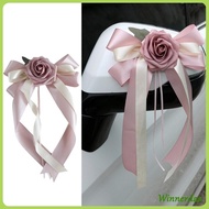 WIN 8Pcs Wedding Car Glasses Decoration Artificial Flower Bowknot for Bridal Vehicle