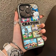 Cartoon Illustration Phone Case Compatible for IPhone 11 14 15 12 13 Pro Max XR X XS MAX 15Plus 7/8 Plus Se2020 Large Hole Luxury Shockproof Electroplate Frame Cover
