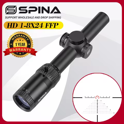 SPINA OPTICS NovaForce 1-8X24FFP IR Rifle Scope Sight- 1-8x True 1x FFP, 11-Level Red, .308/.338 Rec
