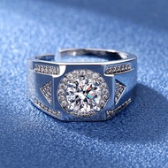 Petchara Jewelry แหวนเพชรโมอีสผู้ชาย 1 กะรัต เงินแท้ S925 น้ำ 100-98 D-VVS1 : F2005