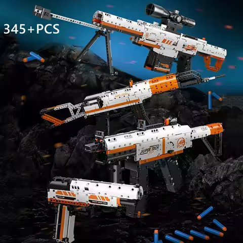 Ak47 Rifle Barrett Sniper Gun MP5 Building Blocks WW2 Military Technical Weapon Bricks Toys for Chil