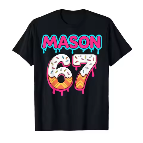 Six Seven Ice Cream Drip Sport 67 Mason Meme T-shirt For Men Women 100% Cotton T Shirts Short Sleeve