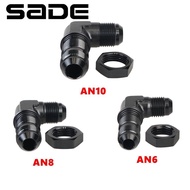 SADE AN10 AN8 AN6 Male to Male 90 Degree Flare Bulkhead Adapter Fitting with Nut For Tab or Wirewall