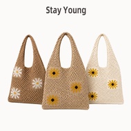 StayYoung Knitted Women's Handbag Casual Hollow-out Shoulder Bag Multifunctional Large Capacity SM06