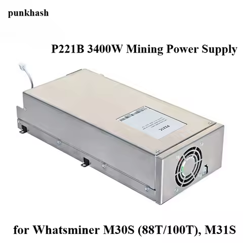 PunkHash P221B 3400W Mining Power Supply for Whatsminer M30S/M31S & Antminer Certified PSU with Bulk