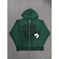 Z7VK Sp5der 555555 Zip Up Hop Hoodie Classic Spider Web Zipper Pure Cotton Hooded Sweatshirt Jacket