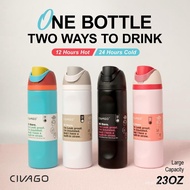 CIVAGO（23oz/690ml）Insulated Stainless Steel Water Bottle with Straw BPA-Free Sports Water Bottle