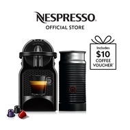 Nespresso® Inissia Coffee Machine, Black &amp; Aeroccino Milk Frother Bundle