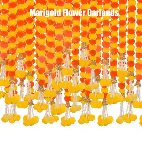 Marigold Flower Garlands 1.5m Artificial Flower Garland Indian DécorPooja Diwali Fiesta Day of The D