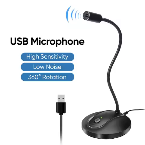 JOUNIVO USB Microphone With Mute ButtonGooseneck Design Desktop Microphne For Computer Recording Dic