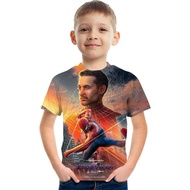 2024 Spider-Man Heroes Parallel Universe Movie Printed T-Shirt 2-13 Years Old 3D Pattern Boys Shirt Casual Round Neck Birthday Gift