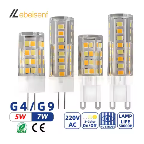 G4 / G9 Base LED Lamp Bulbs 220V 5W 7W Pendant Ceramic Light 3000K 4000K 6000K On/Off Control Tricol