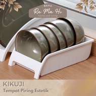 RUMAHI - KIKUJI Multifunctional Plate and Bowl Organizer Aesthetic Dish Drying Rack Multipurpose Pla