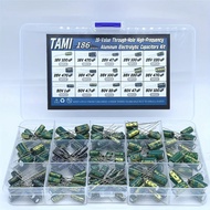 186 Pieces Electrolytic Capacitor Set, Including 15 Specifications (16V 100uF, 16V 470uF, 25V 47uF, 