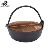 Circle Cool Cast Iron Dutch Oven Flat Bottom Design Non-coated Non-stick Pan Cast Iron Dutch Oven With Wooden Cover For Outdoor Camping
