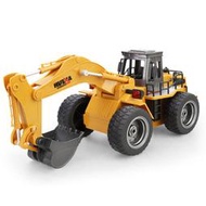 匯納530工程車6通合金挖土機 帶燈光音效充電遙控車兒童玩具模型