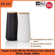 AdHoc Scape Pepper & Salt Mill Set Ø5.8xH12.3cm, Black & White
