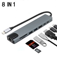 HDMI Output 8-in-1 USB 3.0 Type C Hub 4K SD TF Card Reader PD Charging for MacBook and Laptop Keluar