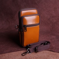 P019 - Genuine Leather Sling Bag, 3-Slot Mobile Phone Wallet, Men's Classic Design