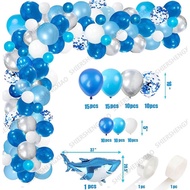 83pcs Ocean Theme Balloon Party Set Large Shark Aluminum Latex Balloon Creative Garland Arch Baby Shower Kids Birthday Party Balloon Set Happy Birthday Scene Decoration