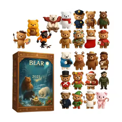 2025 Cute Bear Christmas Advent Calendar 24pcs 2D flat bear acrylic pendants Christmas Countdown Cal