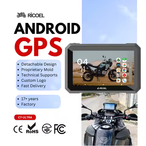 Ricoel 7 Inch Detachable 1000 Nits Brightness IP66 Waterproof Android GPS Navigator CarPlay for Moto