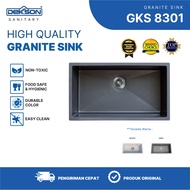 DEKKSON Granite Kitchen Sink Sink Dapur Anti Gores & Tahan Panas GKS 8301   Grey