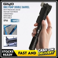Bike Mini Hand Pump GIYO GP-66 Air Pump Portable w/ Gauge 80-120psi Reversible Universal FV/AV