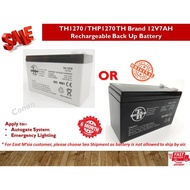 TH1270 TH Brand 12V 7AH Rechargeable Seal Lead Acid Back Up Battery - Autogate /Emergency Lighting  