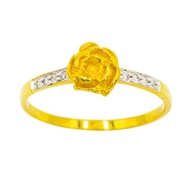 Happy Jewelry: แหวนเพชรของแท้ ดอกกุหลาบ เพชรแท้เกสร ทองแท้ 9k (37.5%) ME704