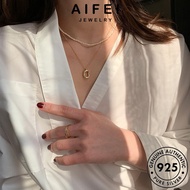 AIFEI JEWELRY Gold Perempuan Pendant Sterling Chain Necklace Perak Women Leher Original Accessories 純銀項鏈 For Circle Rantai 925 Silver Korean Simple N638