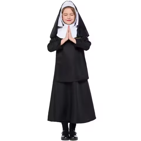 Christ Priest Nun Cosplay Uniform for Children Jesus Drama Priest Kids Girls Costume Purim Halloween