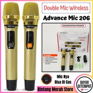 Advance MIC-206 Double Digital Mic Wireless Microphone Bisa Di Cas | Profesional UHF Wireless Microphone Tanpa Kabel ( isi 2 mic ) ~ BMS