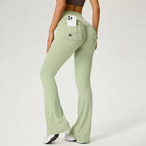 TRY TO BN Flare Leggings Yoga Pants Sports Fitness High Waisted Scrunch Leggings With Pocket Workout