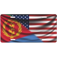 Eritrea Eritrean Flag and America Flag License Plate for Men Women Personalized Decorative Car Front