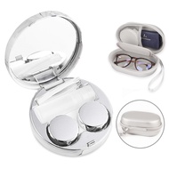 Lasiyanor 2 in 1 Contact Lens Case and Glasses Case, Portable Contact Box Bag with Mirror Tweezers R