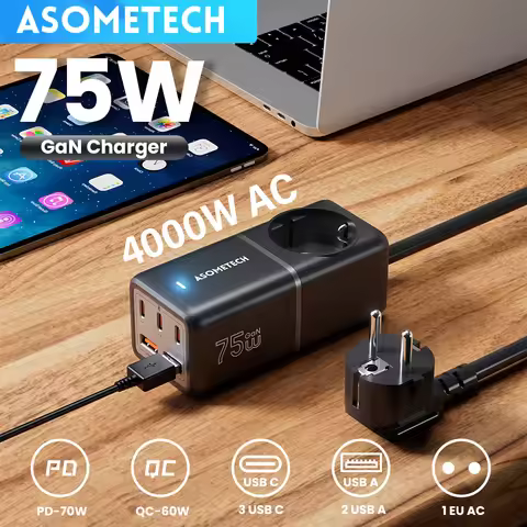 75W GaN Desktop USB Charger Power Strip Charging Station PPS PD 70W 65W Fast Charger For iPhone 16 P