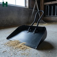 Homyl Rectangular Scoop Industrial Dustpan Loop Handle Metal Dustpan Black-Coated Cleaning Tool Stur