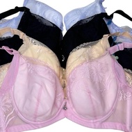 38C Bra Besi 4 hook Sulam Soft Lace Tali Adjustable Soft Span Wired Sponges Lembut